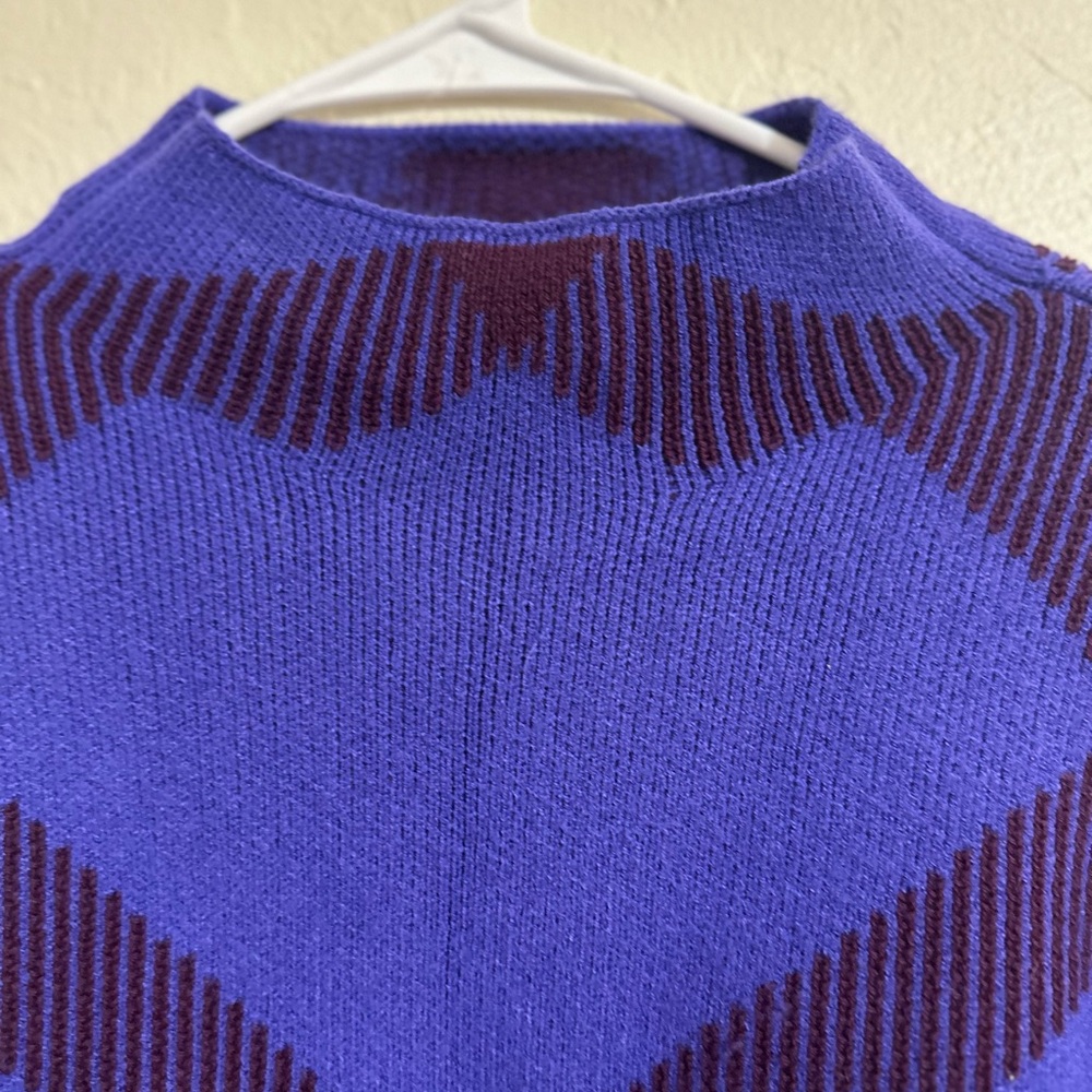 Ann Taylor Butterfly Pullover Sweater Sz M/L Blue Purple Tight Knit Top Blouse‎ - Picture 3 of 8